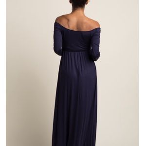 Pinkblush Dresses - Navy off the shoulder maternity maxi dress Pinkblush Dresses - Navy off the shoulder maternity maxi dress